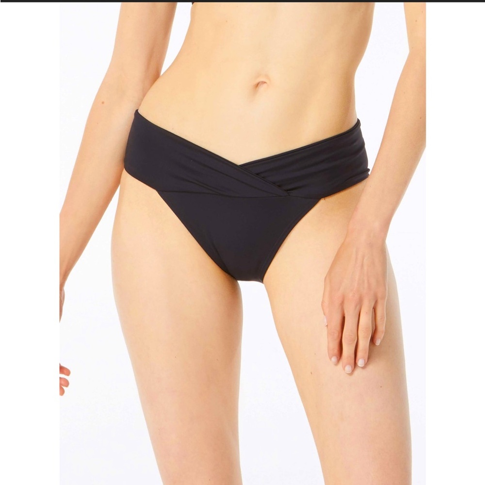MICHAEL Michael Kors Essentials Euro Gathered Bikini Bottom - Size M, Black, NWT